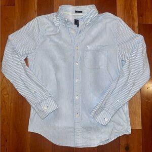 Abercrombie & Fitch Light Blue Striped Button Down Shirt With Pocket